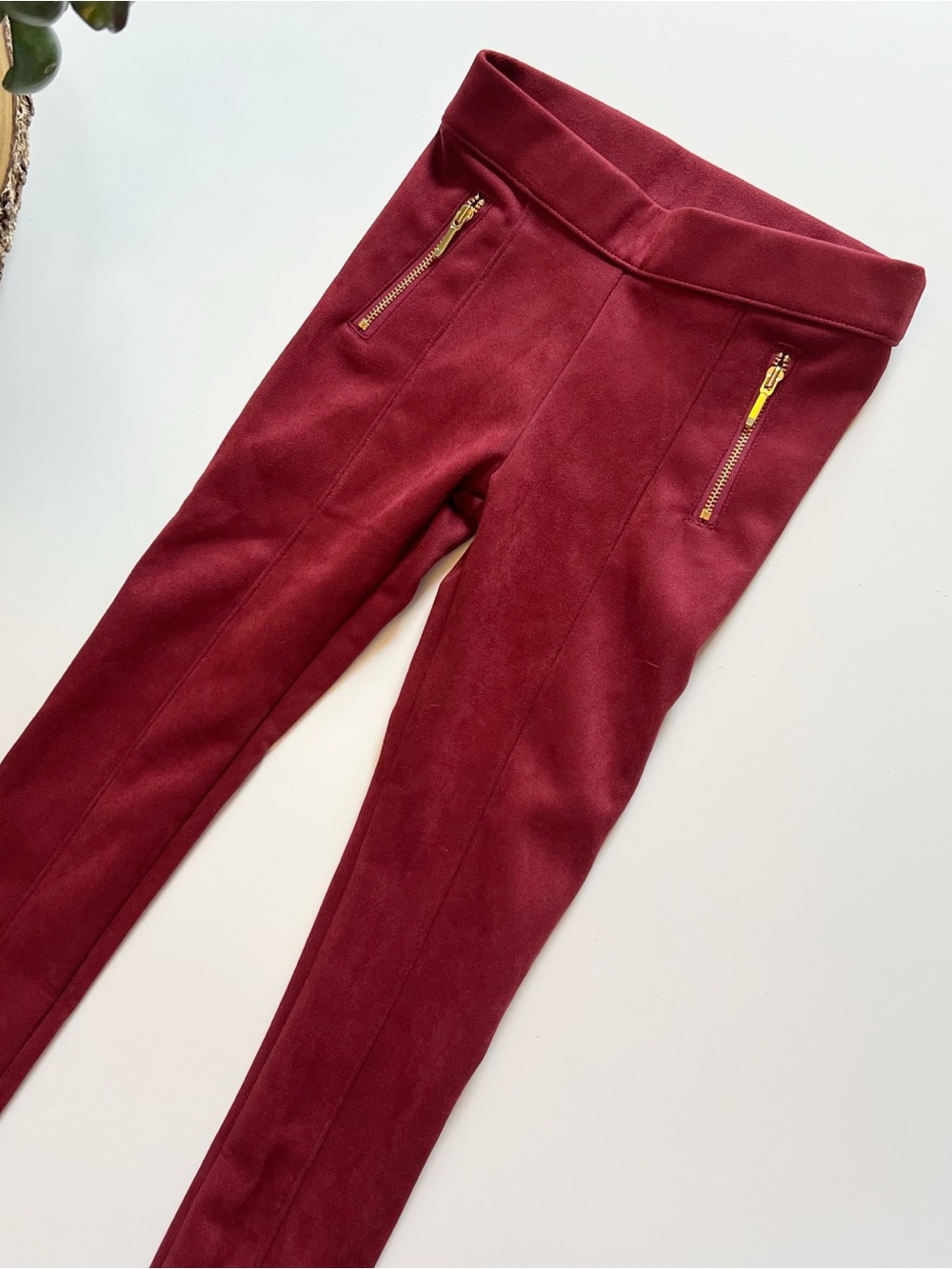 Janie and Jack Equestrian Burnt Red Suede Leggings | Size 6